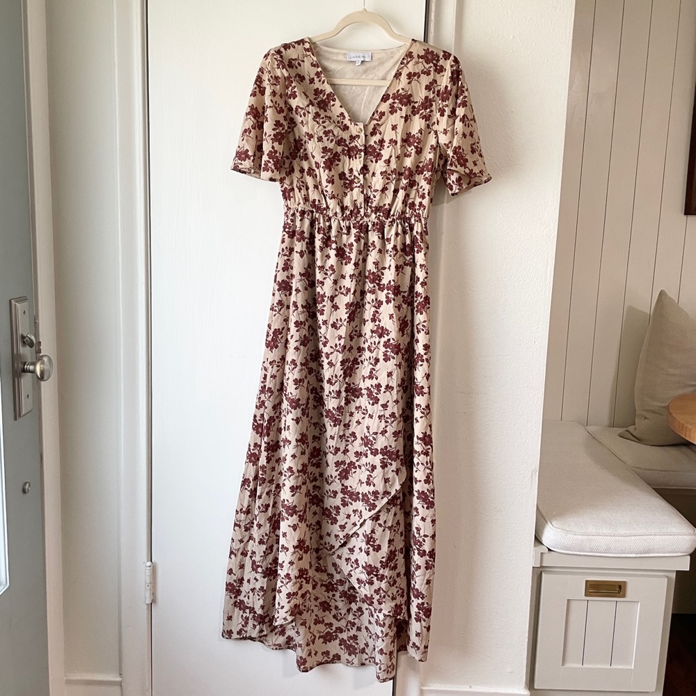 One Loved Babe Dress in Brick Floral - M
